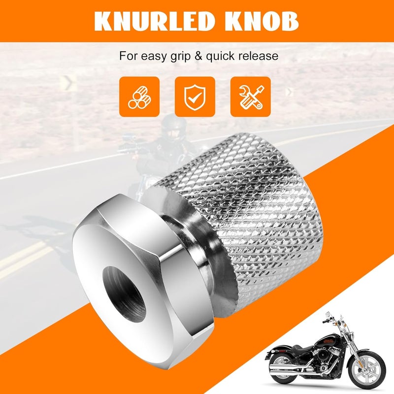 Eumti 2 قطع صمولة تثبيت مقعد الدراجة النارية 1/4"-20 خيوط براغي مصنوعة من النحاس السريع التركيب كروم متوافقة مع جميع طرازات هارلي تورينغ وسوفتيل 1999 وما بعدها - Image 3